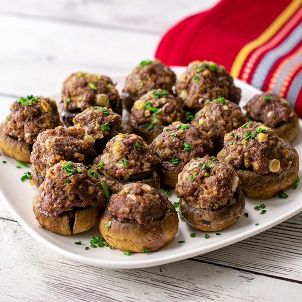 thanksgiving dinner, Beef-Stuffed Mushrooms