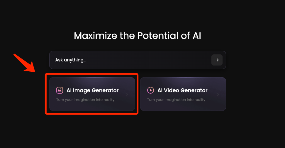 hit the ai image generator