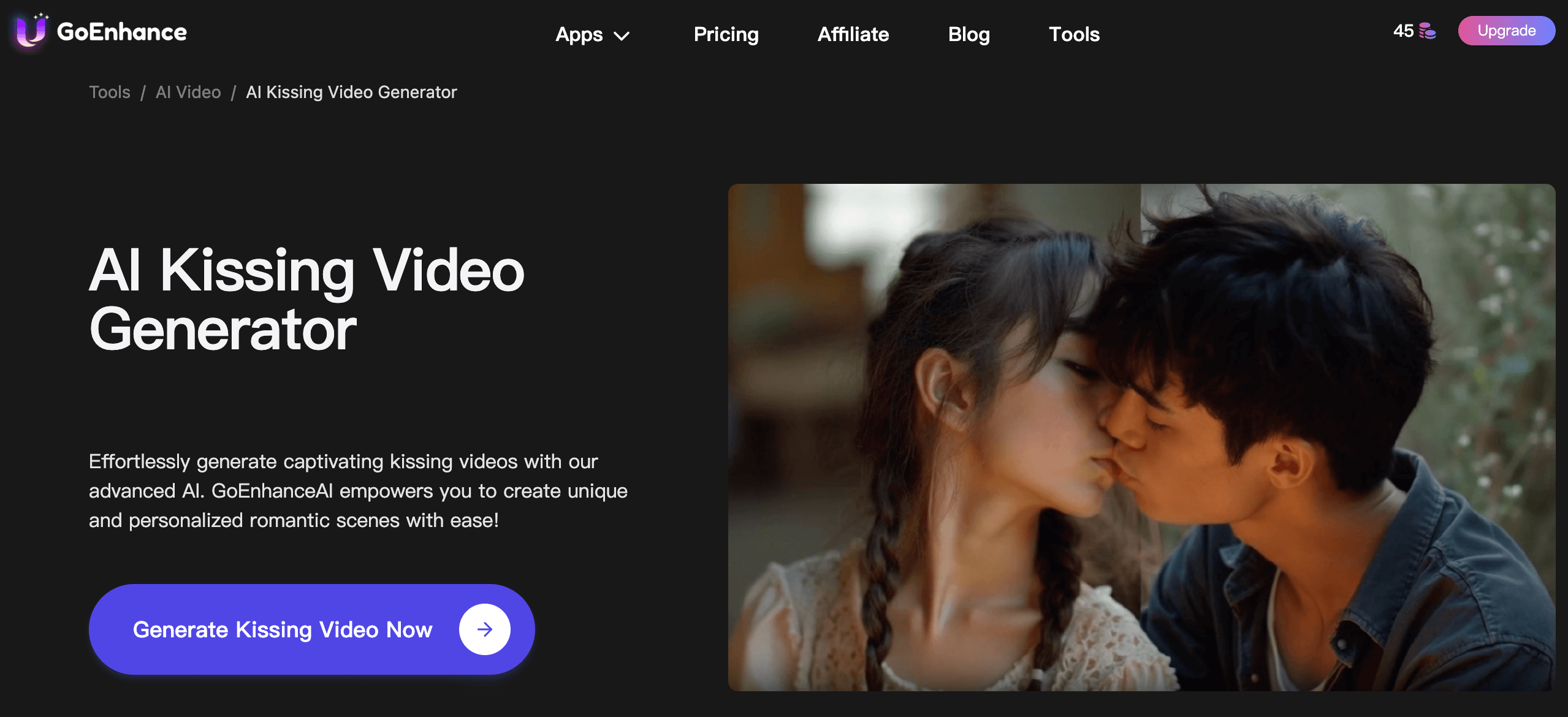 GoEnhance AI Kissing Video Generator