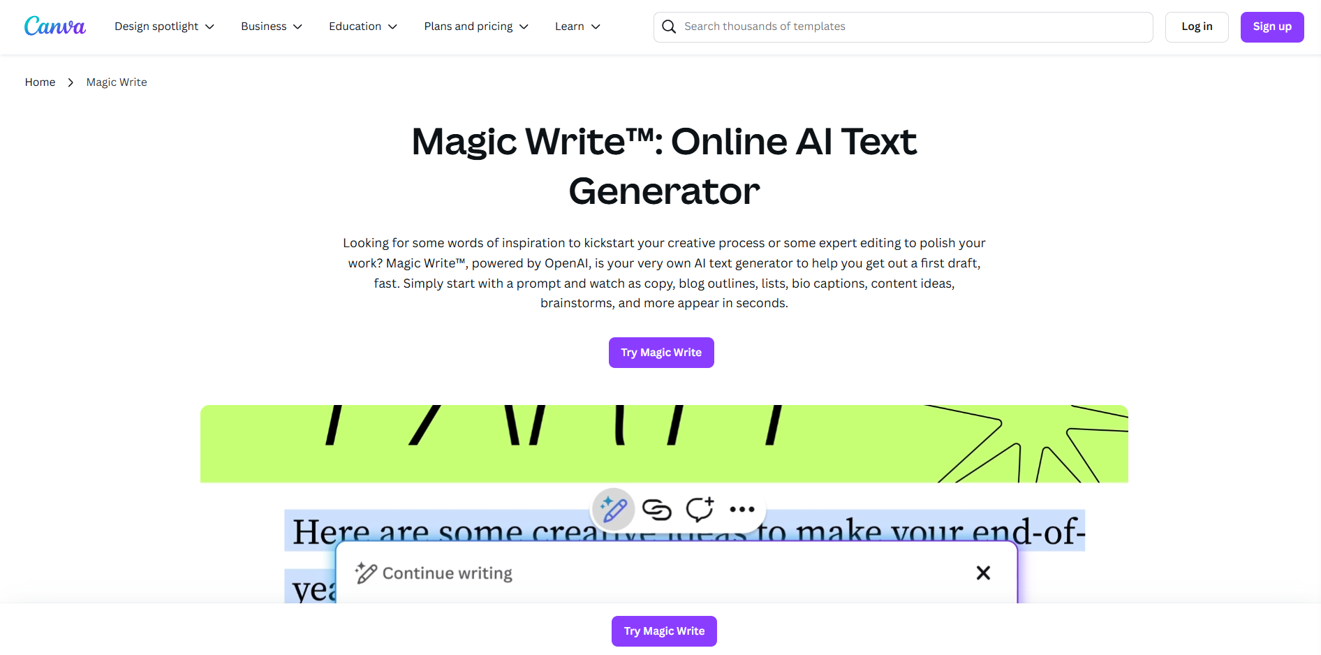 canva ai text generator